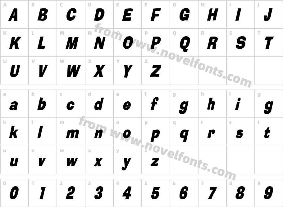 Alor Condensed BoldItalicCharacter Map