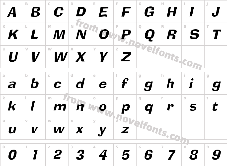 Alor Narrow ItalicCharacter Map