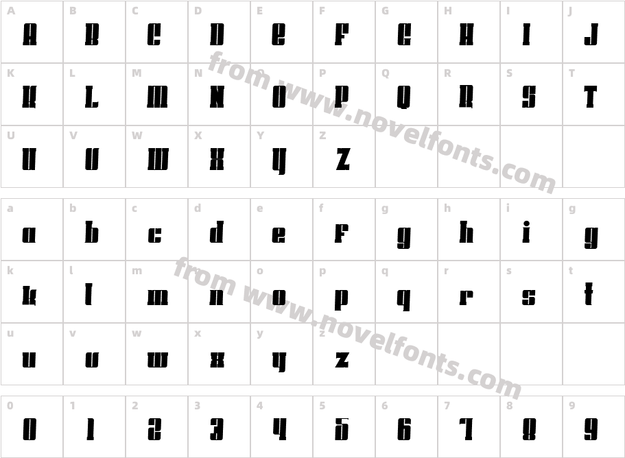 Hoods and Capers SlabCharacter Map