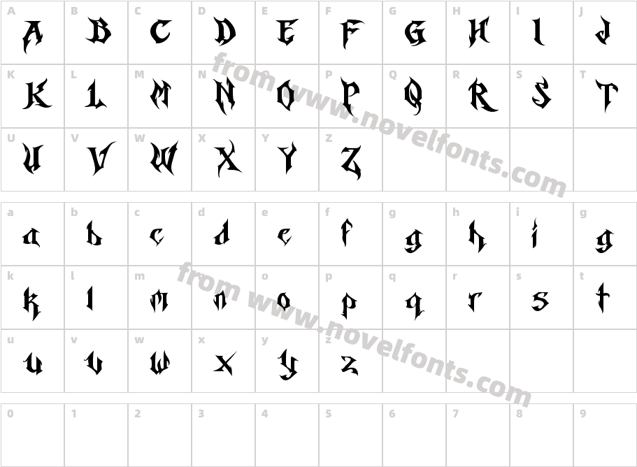 Horst BlackletterCharacter Map