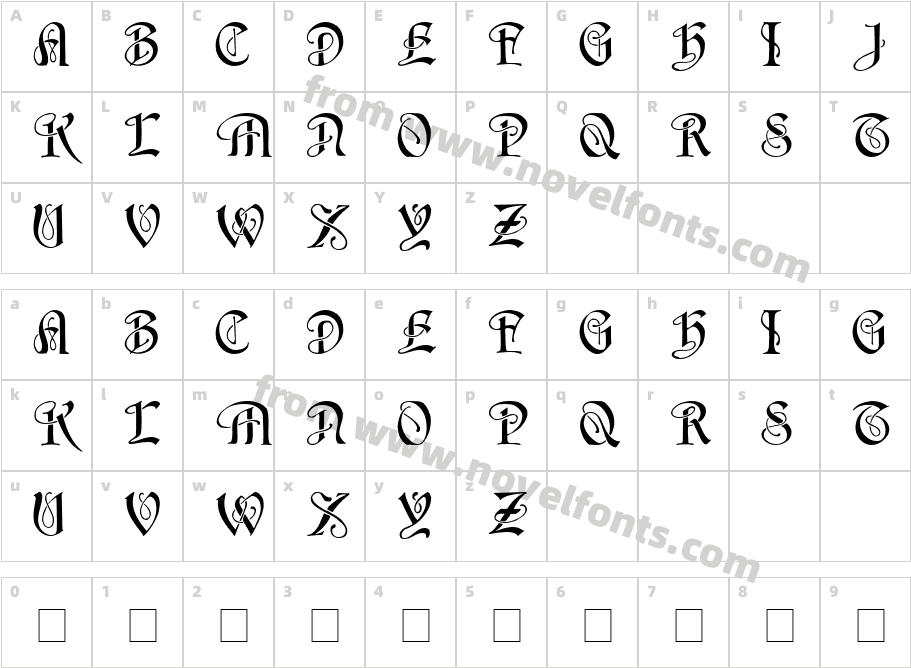 HorstCaps MediumCharacter Map