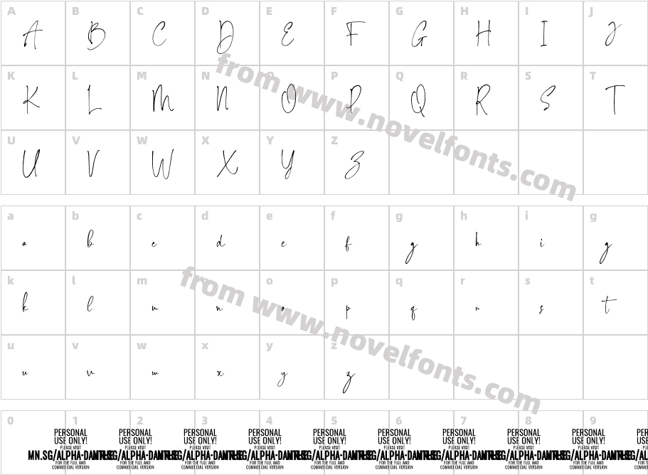 Alpha Danthe PERSONAL USE RegularCharacter Map