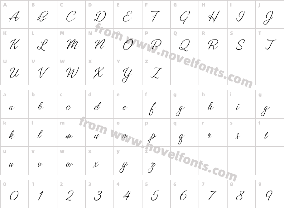 HouseHolidayTTF-ScriptCharacter Map