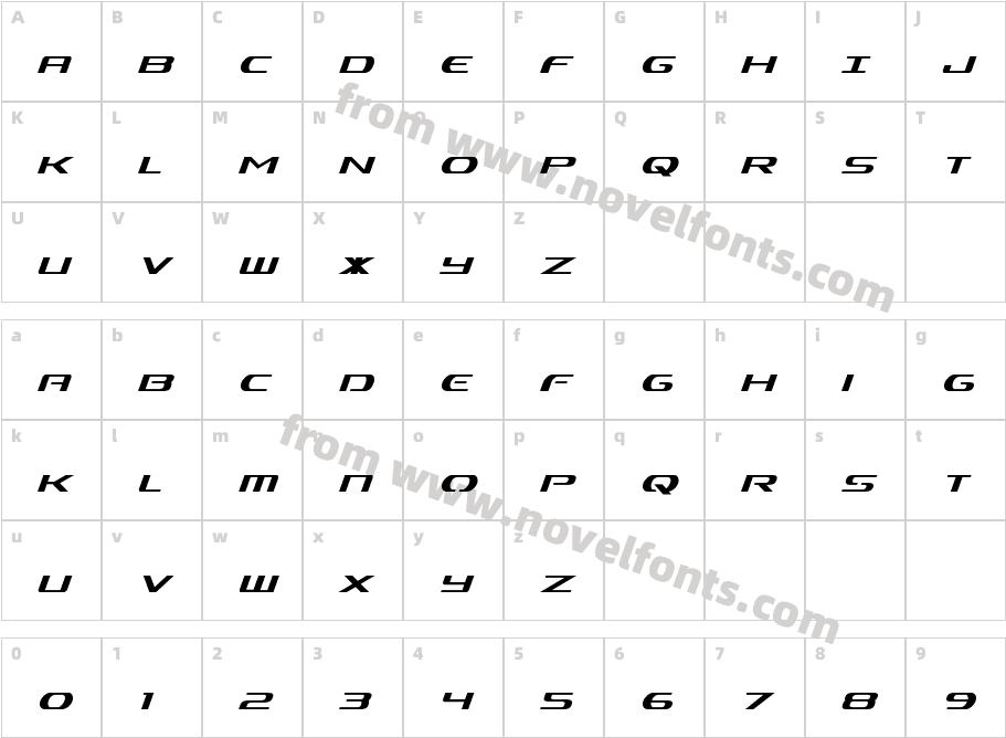 Alpha Men Condensed ItalicCharacter Map