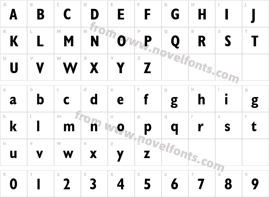 Humanist 521 Bold Condensed BTCharacter Map