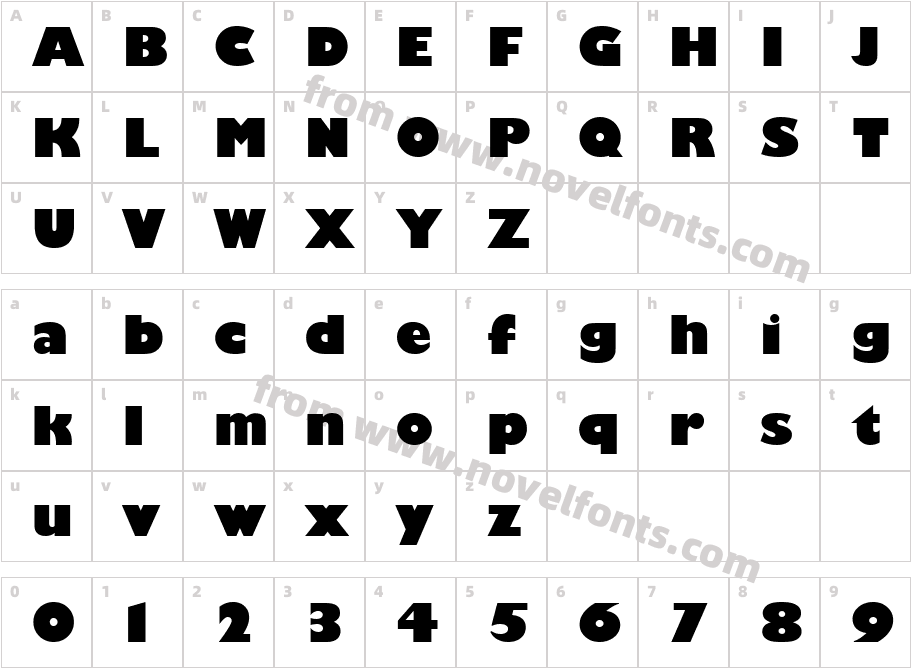 Humanist 521 Ultra Bold BTCharacter Map