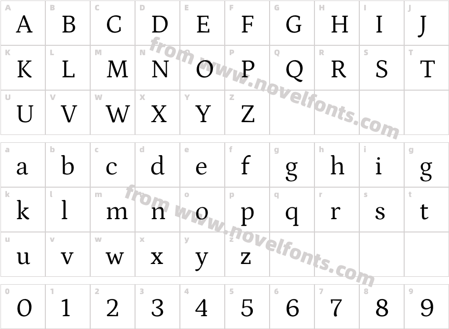 Pitagon Serif RegularCharacter Map