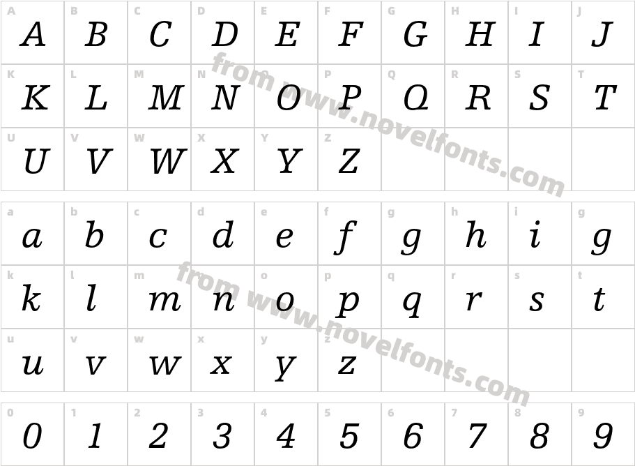 HumanistSlabserif712BT-ItalicCharacter Map