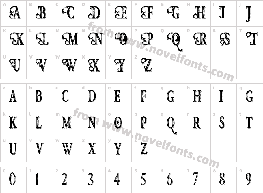 Hunter Heart Free FontCharacter Map