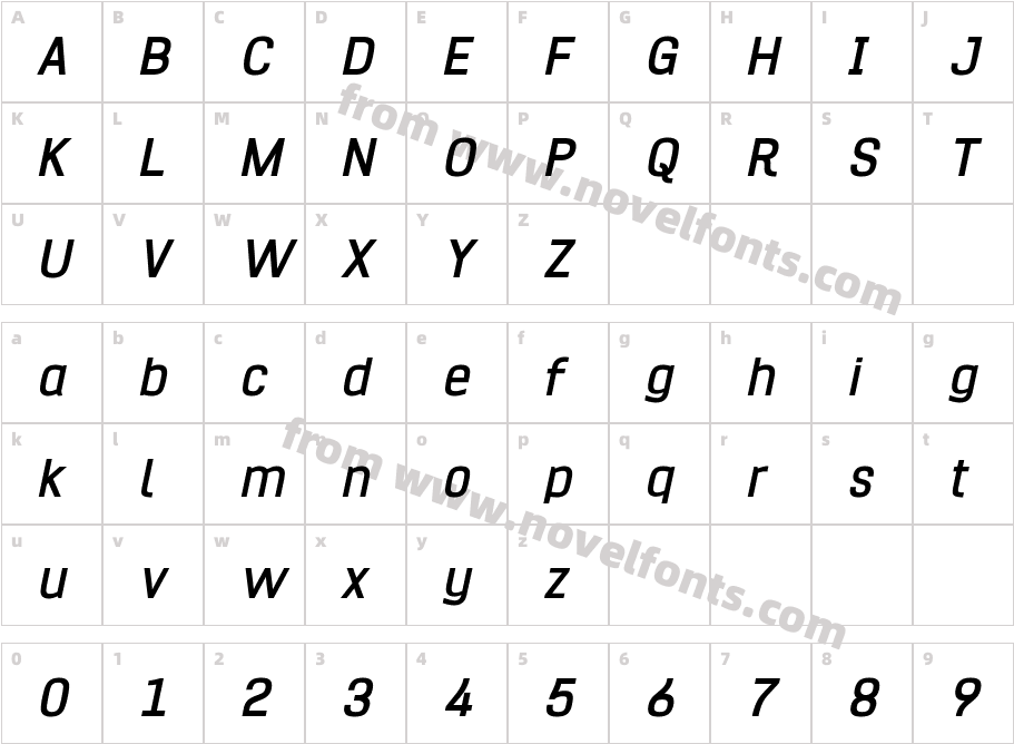 Hurufo & Numero Bold Italic ItalicCharacter Map