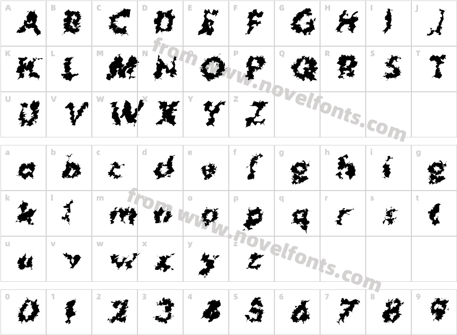 Hussar Lance Extra Bold ObliqueCharacter Map