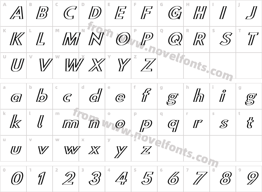 Hussar Outliner ObliqueCharacter Map