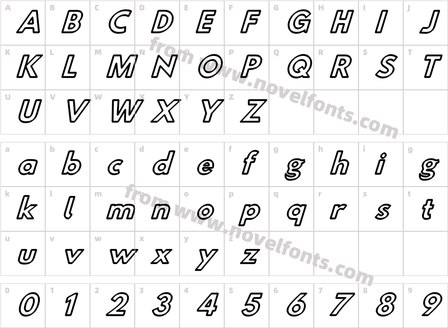 Hussar Press ObliqueCharacter Map