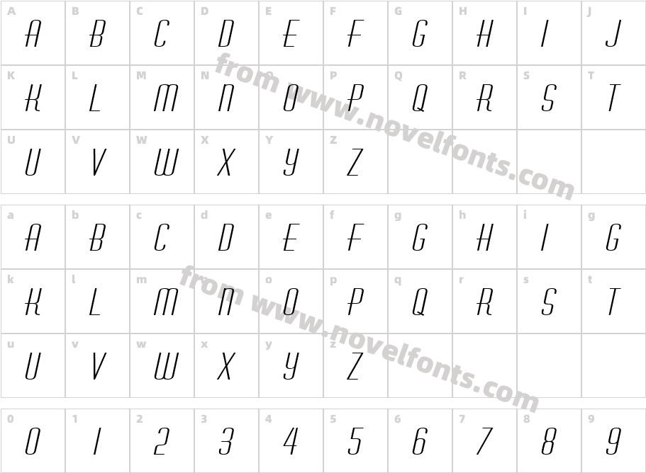 Hustle Extended ItalicCharacter Map