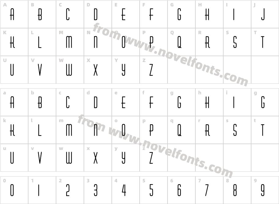 HuxleyVertICG-BoldCharacter Map