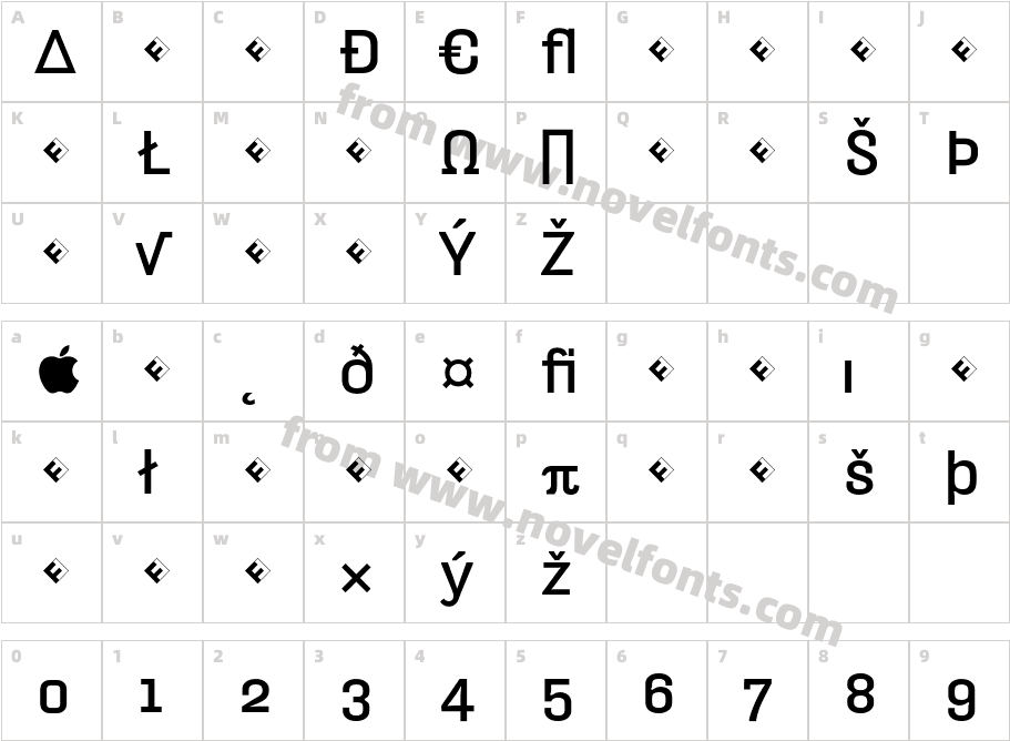 HydraText-BoldExpertCharacter Map