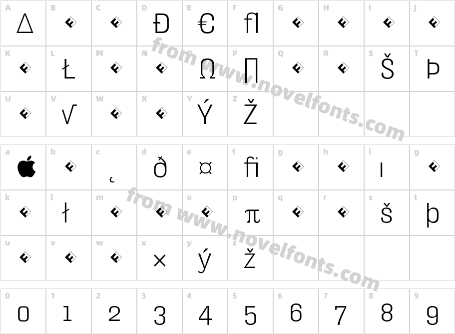 HydraText-LightExpertCharacter Map