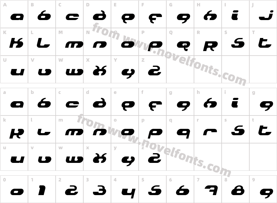 Hydro ItalicCharacter Map