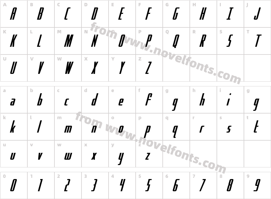 Hydro Squad CondensedCharacter Map