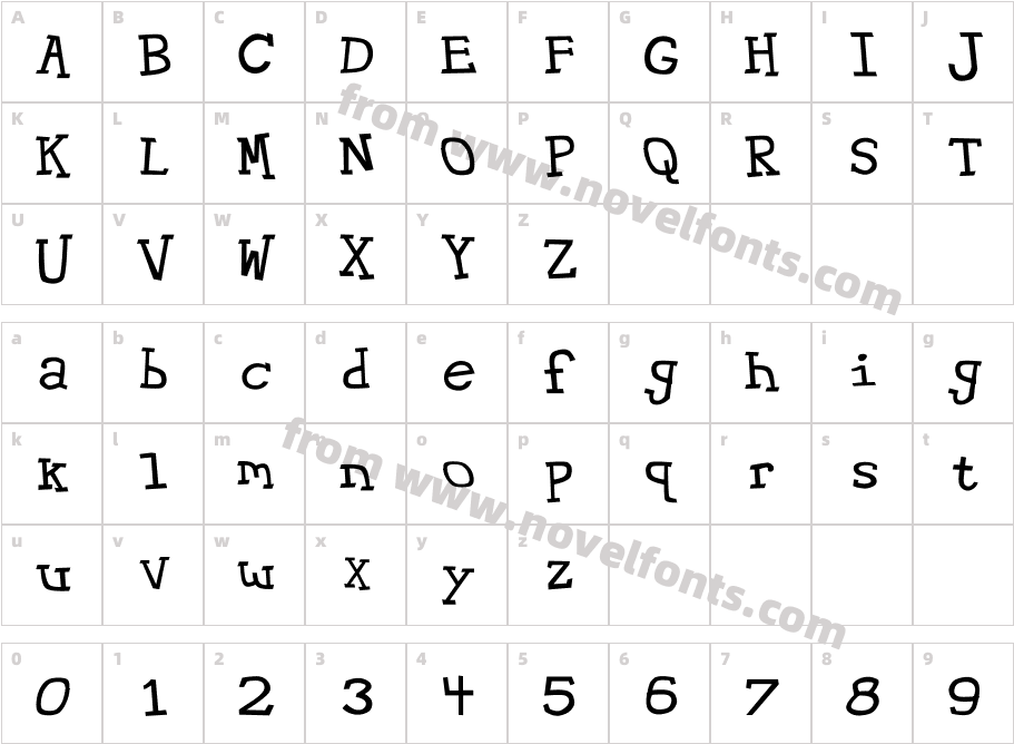 HypewriterRegularCharacter Map