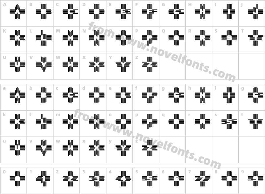 AlphaGeometrique ContourCharacter Map