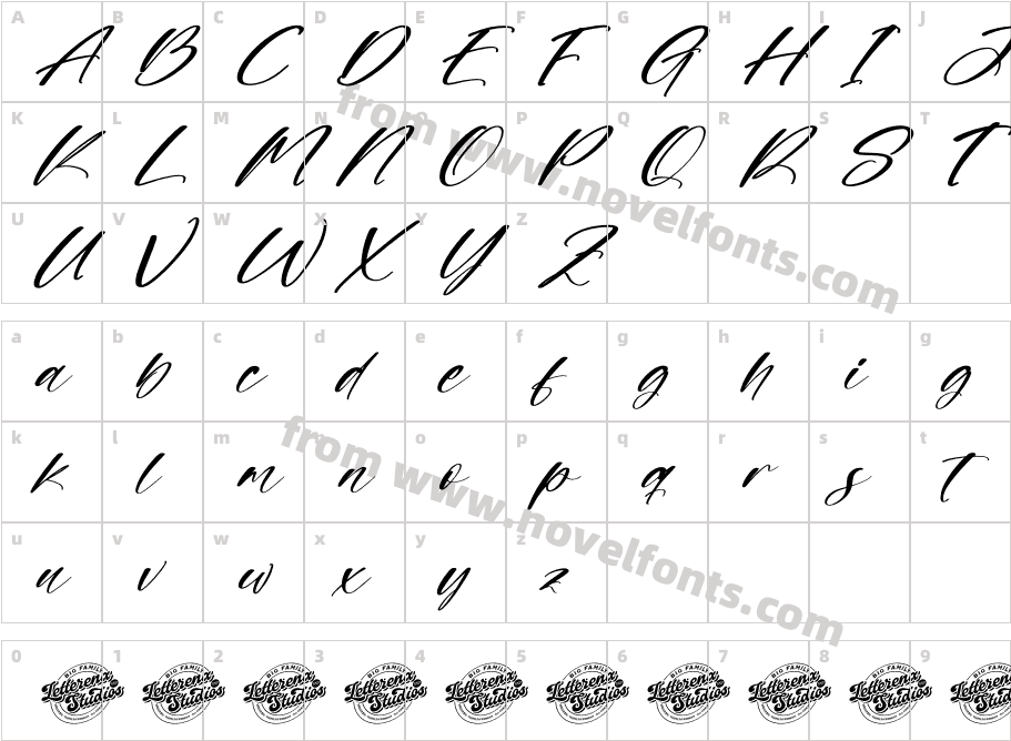 Rednigho DEMO VERSION ItalicCharacter Map