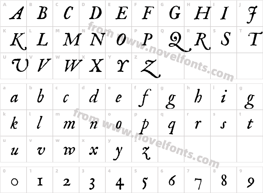 IM FELL English ItalicCharacter Map