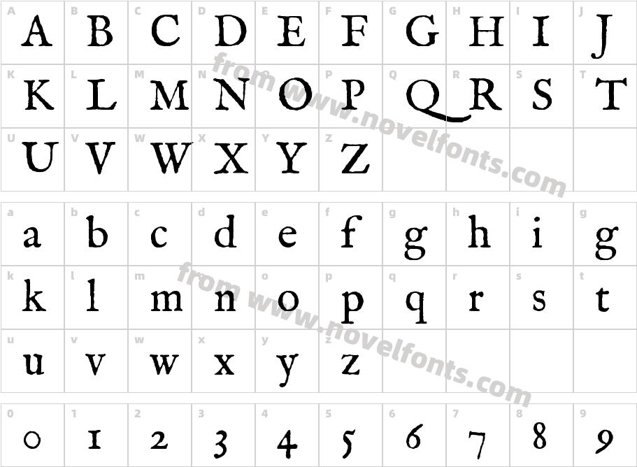 IM FELL English RomanCharacter Map