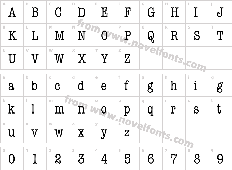 ITC American Typewriter CondensCharacter Map