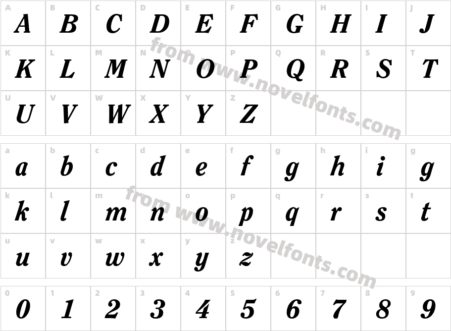 ITC Clearface LT HeavyCharacter Map