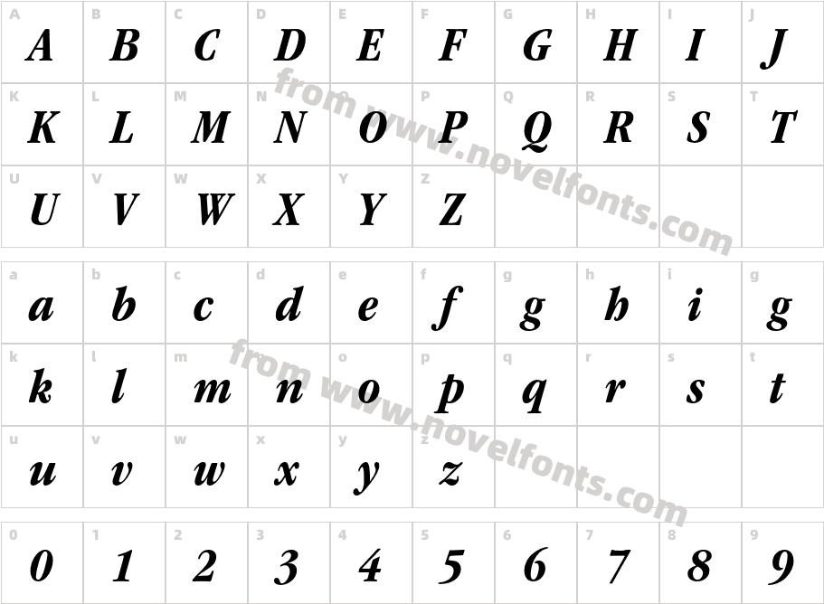 ITC Garamond Std Book NarrowCharacter Map