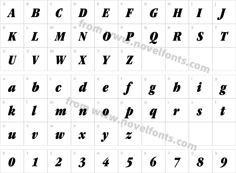 ITC Garamond Ultra CondensedCharacter Map