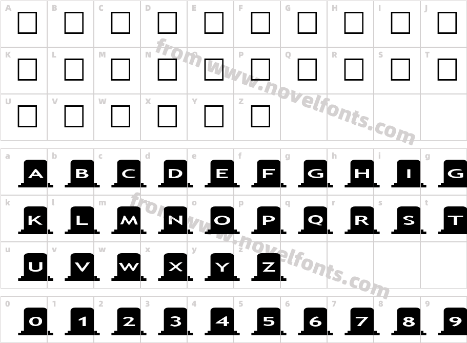 AlphaShapes gravestonesCharacter Map