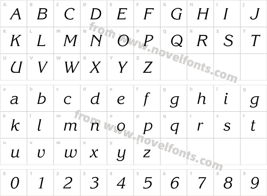 ITC Korinna LT KursivCharacter Map