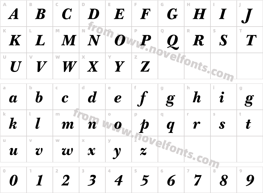 ITC New Baskerville BlackCharacter Map