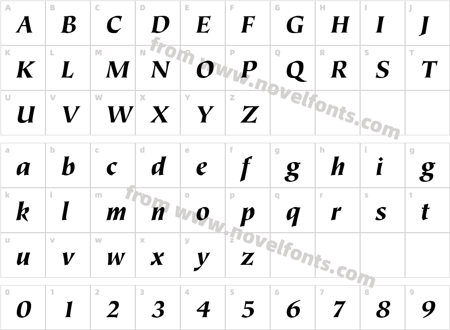 ITC Tiepolo Std BlackCharacter Map