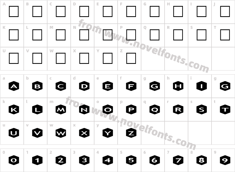 AlphaShapes hexagons 3Character Map