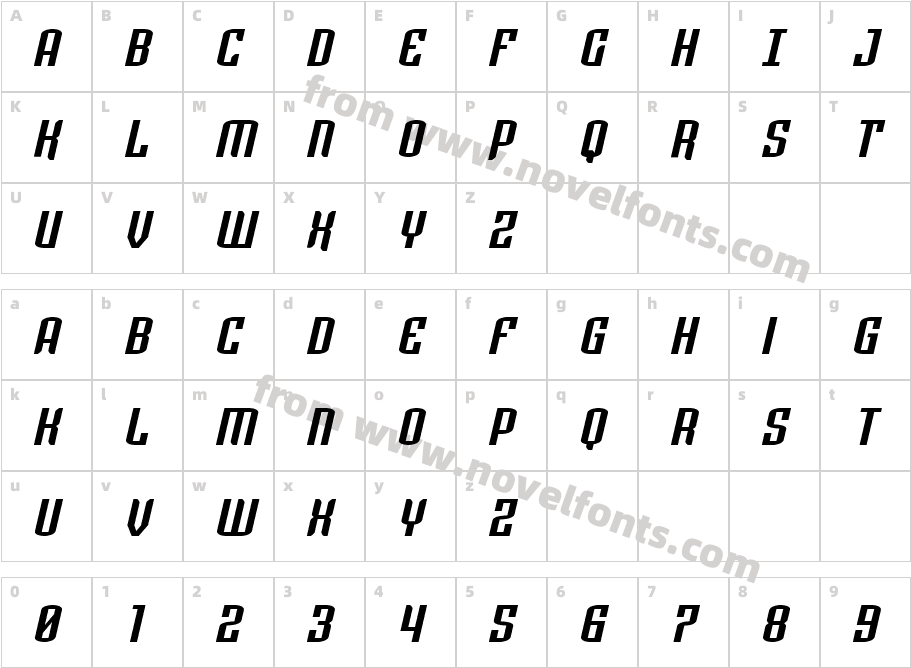 Icewave Expanded ItalicCharacter Map