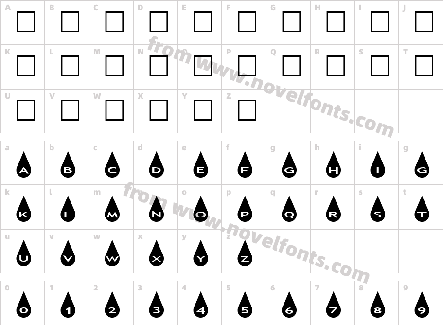 AlphaShapes raindropsCharacter Map