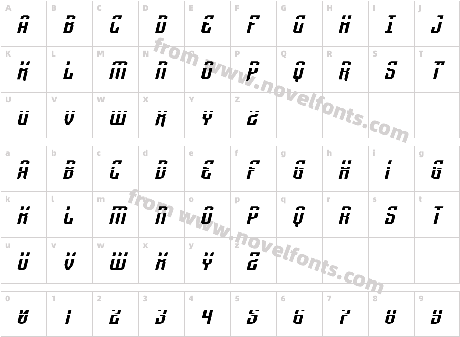 Icewave Halftone ItalicCharacter Map