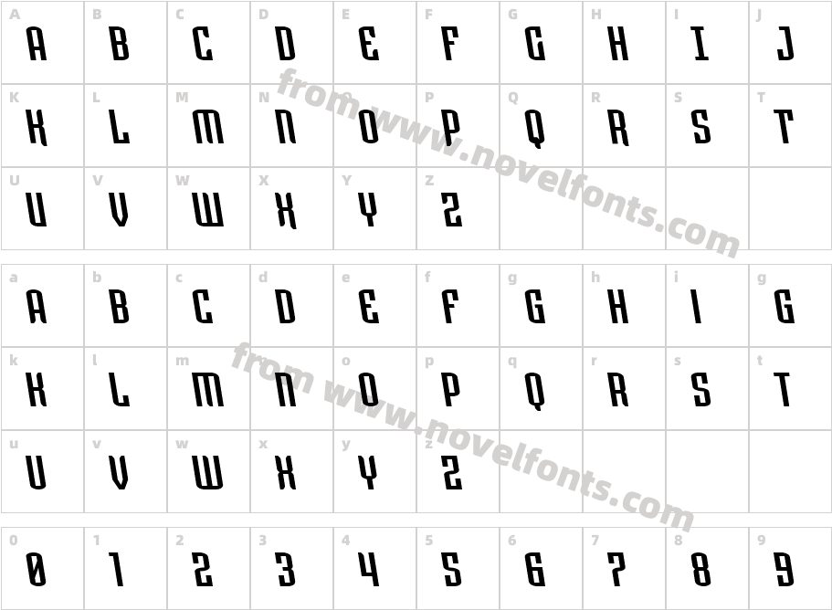 Icewave Semi-LeftalicCharacter Map