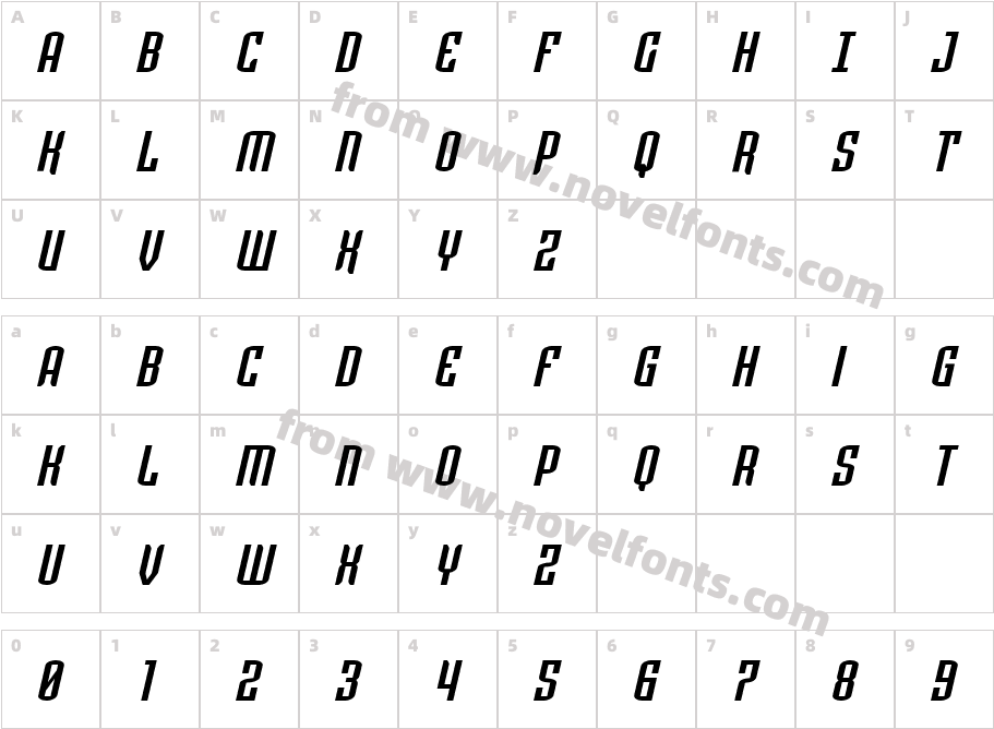 Icewave Spaced ItalicCharacter Map