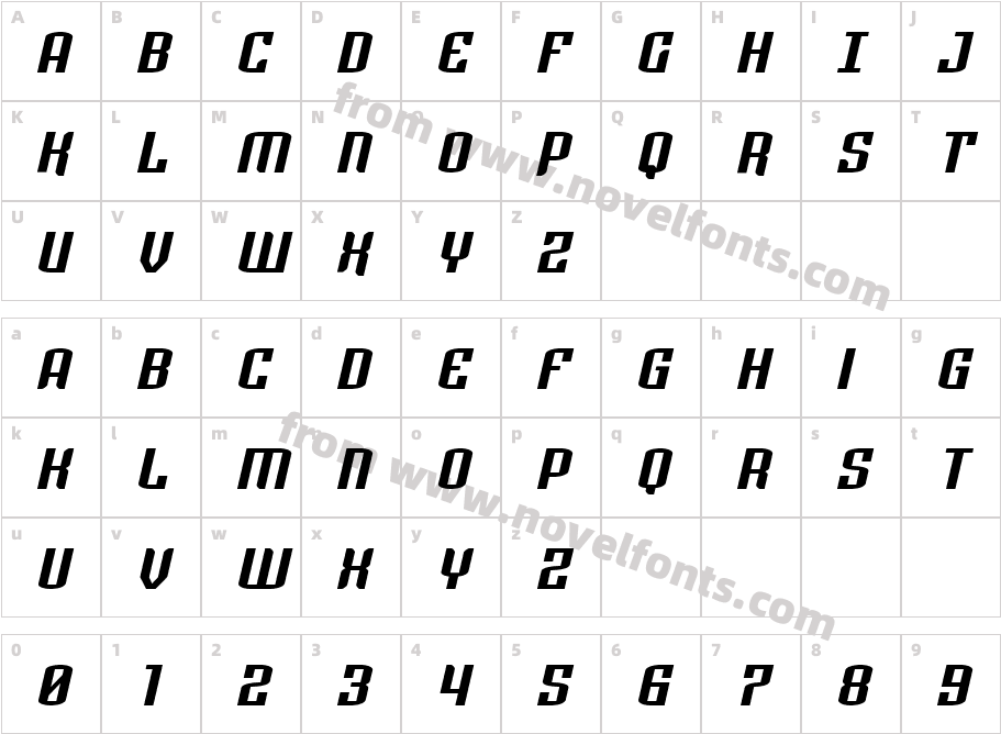 Icewave Wide ItalicCharacter Map