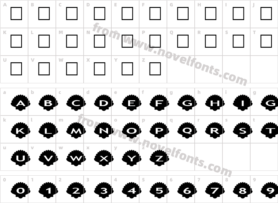 AlphaShapes shellsCharacter Map