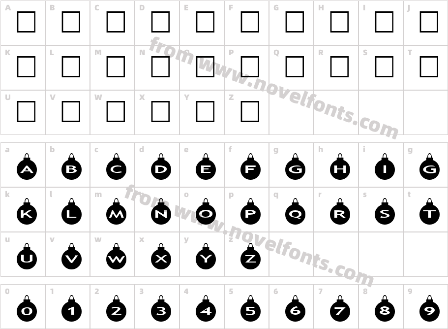 AlphaShapes xmas ballsCharacter Map