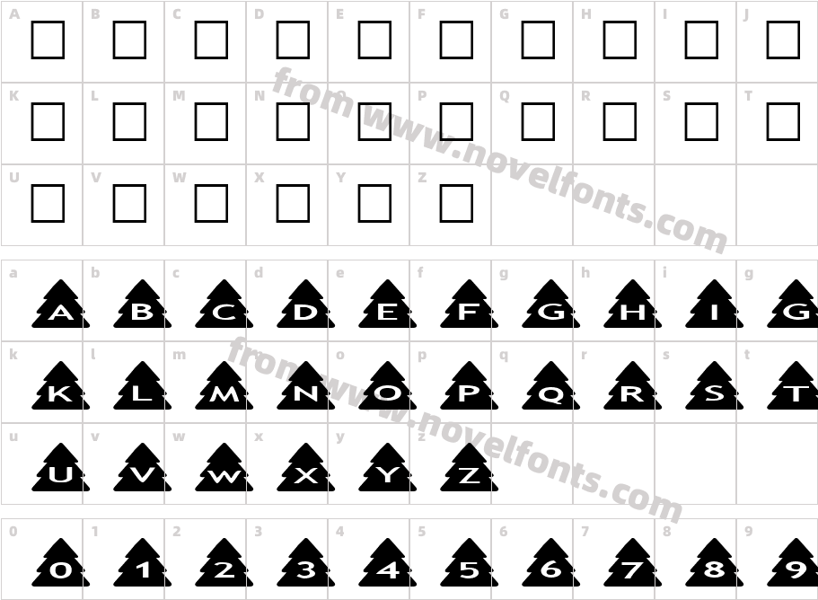 AlphaShapes xmas treesCharacter Map