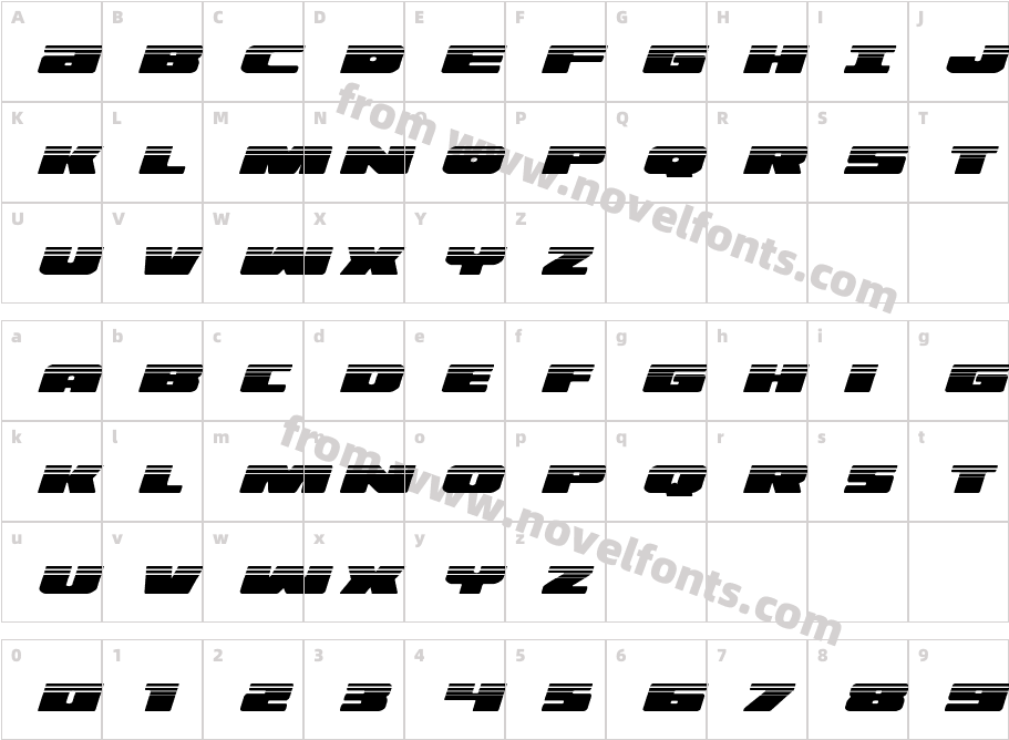 Illumino Halftone ItalicCharacter Map