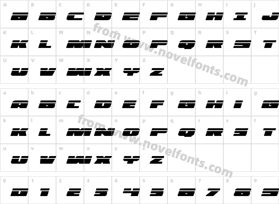 Illumino Laser ItalicCharacter Map