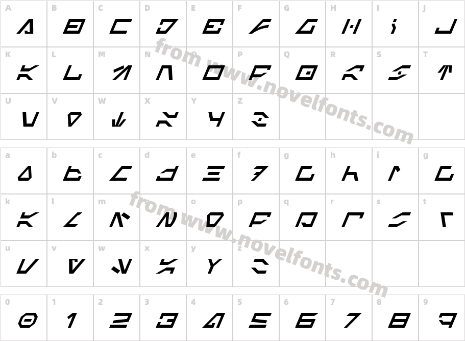 Imperial Code ItalicCharacter Map