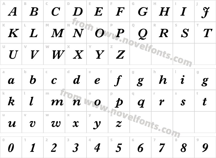 ImprintMTStd-BoldItalicCharacter Map